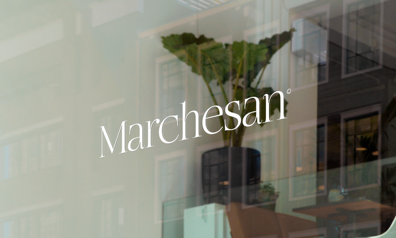 Marchesan brand identity — storefront signage
